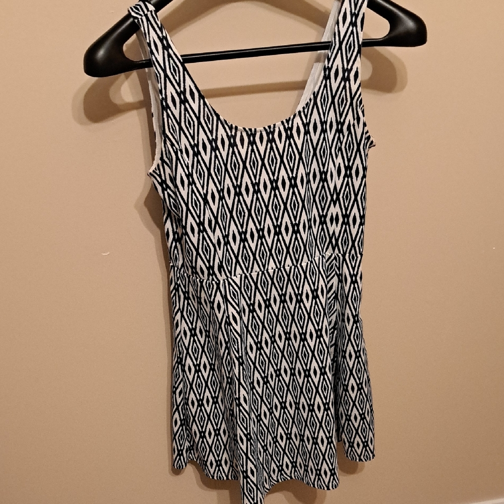 Black and White Geometric Patterned Women's Sundress
